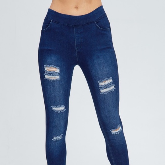 LARA Pants - Ripped Denim Jeggins